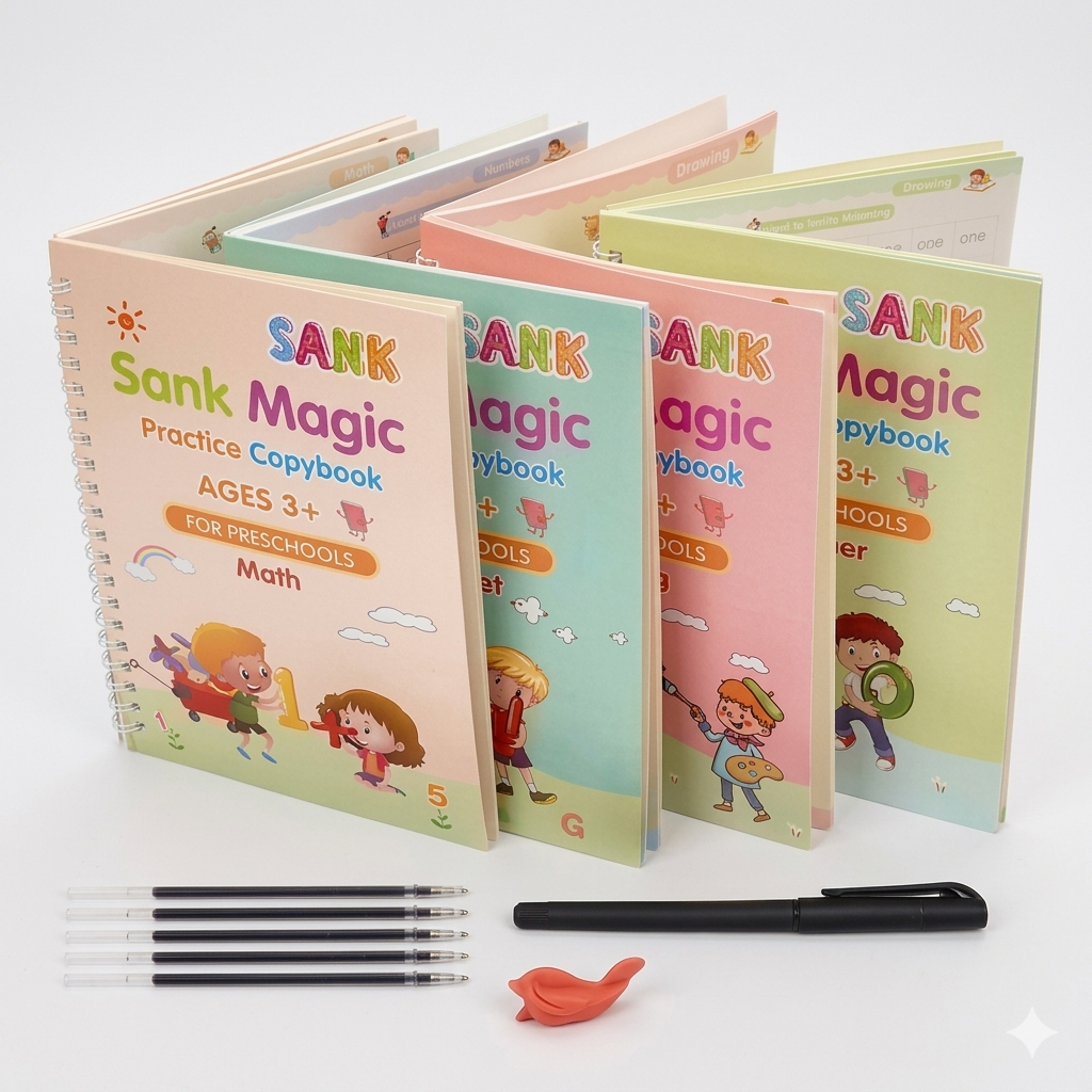 Sank Magic Practice Copybook (4 BOOKS,1 PEN,1 GRIP,10 REFILL)