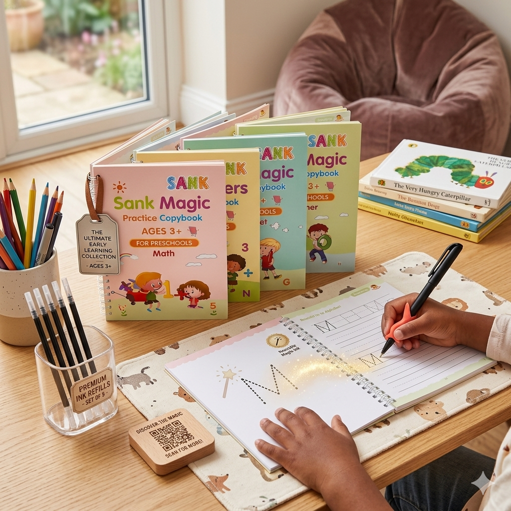 Sank Magic Practice Copybook (4 BOOKS,1 PEN,1 GRIP,10 REFILL)
